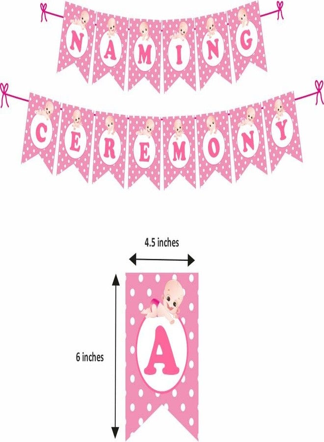 Untumble Naming Ceremony Decorations Kit | Pink Baby Girl Name Ceremony Kit With Naming Ceremony Banner, Swirls, & Balloons | Naming Ceremony Decoration Items For Baby Girl | Pack Of 51 - Image 3